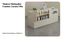 Retail Checkout Counter Multi-Function Shop Reception Table Spacious Countertop Front Desk with Storage for Clerks, Business Owners, Boutique, Lobby
