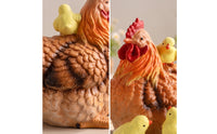 Hen Figurine with Chicks Outdoor Hen Figurine Chicken Garden Statue Compact Sculpture Lifelike for Gardeners, Patio, Flower Beds
