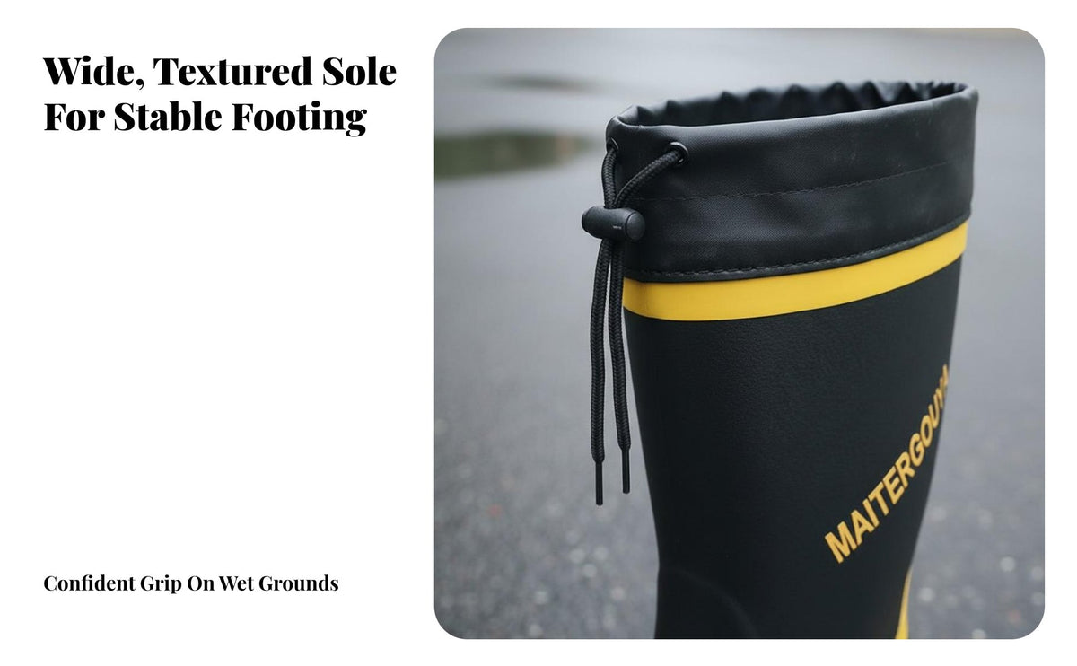 men's Wide Calf Rain Boots Easy on and off Extra Wide Waterproof Work Boots Breathable Lining Shielded Footwear for Farmers, Outdoor, Gardening, Farms