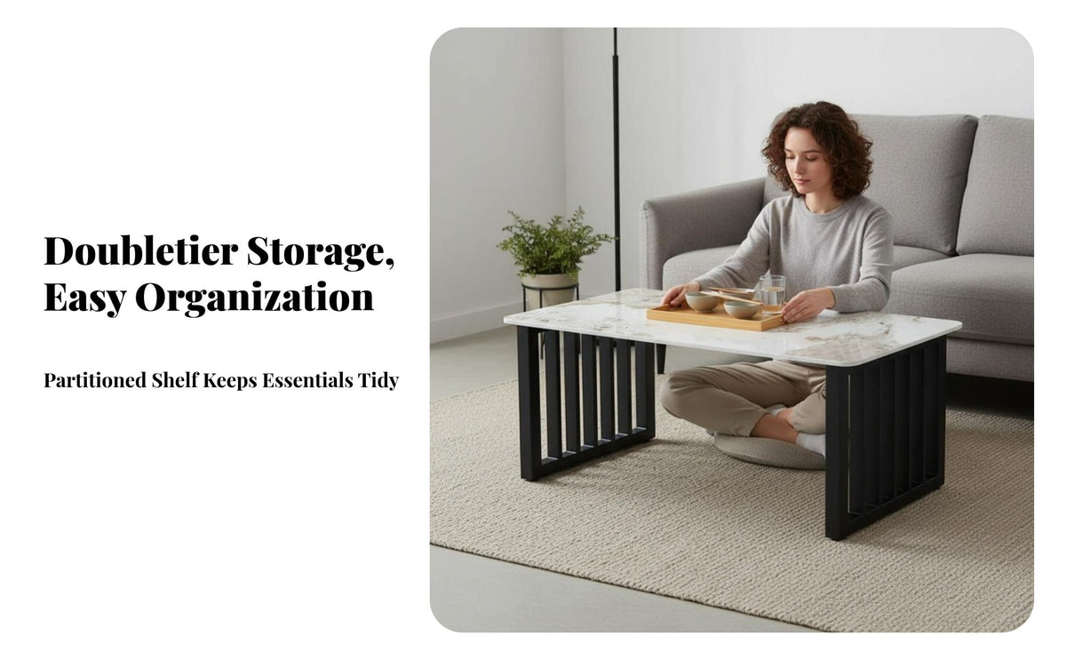Modern Minimalist & design elevatingTop Coffee Table Multi-Functional Household Furniture adaptableable Design dual-level Shelf for Small Apartment Residents, property owners, Young Adults, Living Room, Sofa Dining, Home Office