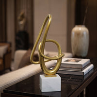 Intertwined Loop Ornament Abstract Sculpture with Base Modern Table Ornament for Bookshelf
