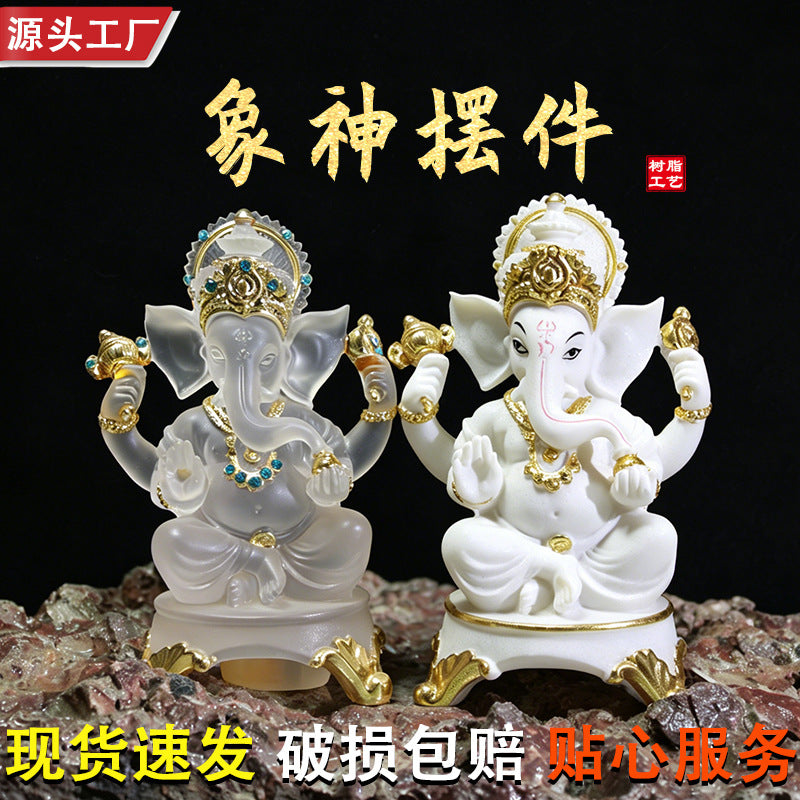 Southeast Asian Zen Style Ganesha Resin Figurine for Home Decor