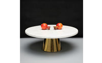 Round Tray with Pedestal Base Low-Height Fruit Plate with Metal Base Elegant Pedestal Fruit Tray Luxury for Coffee Table