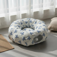 S-Shaped Cat Tunnel 2-in-1 Design Cat Tunnel Bed Christmas Themed for Kittens, Small Pets
