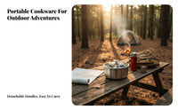 Fast & Even Heating Camping Cookware Set Storage Bag Included Outdoor Cookware with Detachable Handle Multi-Functional for Campers, Hiking