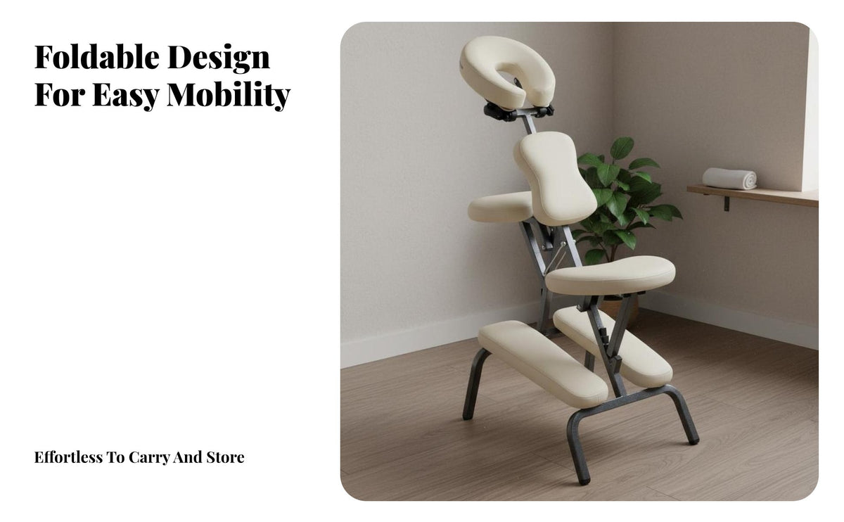 PU Leather Upholstery Folding Chair Lightweight Portable Massage Chair Waterproof & Oil-Proof Salon Equipment Easy to Clean for Estheticians, Mobile Therapists, Clients
