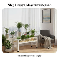 Freestanding 4-Tier Ladder Rack Tiered Design Plant Stand Space-Saving Display Shelf Multi-Purpose for Homeowners, Apartment Dwellers, Students, Living Room, Balcony, Bedroom, Kitchen