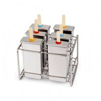 Stainless Steel Ice Lolly Form Rectangular 6 Cup Ice Lolly Form Easy to Clean Chilled Dessert Tool for Freezer