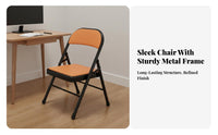 Foldable Backrest Chair Easy Storage Metal Frame Folding Chair Sturdy and Hard-Wearing for Students, Office Workers, Conference Room, Meeting Rooms