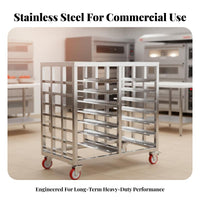 Stainless Steel Cooking Rack Heavy Duty Rolling Bakery Cart Locking Casters Commercial Bakery Rack for Culinary Experts, Caterers, Cafeteria