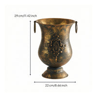Decorative Metal Vase Retro Decorative Iron Vase Embossed Urn Planter for Mantel, Flower