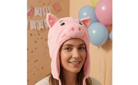 Stuffed Pig Costume Headpiece Tie Straps Piglet Headwear