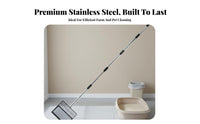Cat Litter Sifter with Long Handle Rustproof Long Handle Litter Shovel Stainless Steel Waste Shovel Non-Slip Grip for Farm, Barn