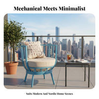 utilitarian design Upholstered Metal Frame Armchair Modern Aesthetic paded Suspension Armchair Thick Soft pad Lounge Chair space-saving Design for Cafe Owners, Homeowners, Balcony, Living Room, book reading alcove, Home Office