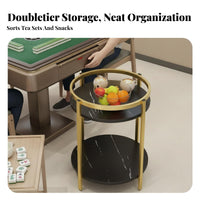 Built-in Ashtray Mahjong Table serving cart Movable Design Game Room Furniture 2-Tier Storage Serving Stand Integrated beverage holder Holders for Smokers, Teahouse