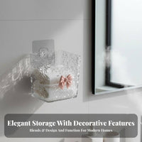 Drilltool-Effortless Installation Storage Bin Set Strong Load-Bearing Textured Box Large Capacity Bathroom Organizer Multi-Functional Use for Renters, Homeowners, Students, Washroom, Vanity, Dorm Room, Kitchen