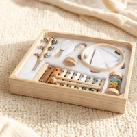 8 Pieces Wooden Music Set with Storage Box Educational Wooden Musical Instruments Exploratory Percussion Set for Preschoolers, Daycare