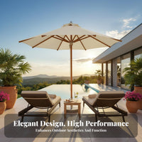 Faux Wood Grain Finish central Pole Sunshade Wind Resistant Garden sunshade sun Protection Patio Umbrella long-finaling for Homeowners, Beachgoers, Business Owners, pool area, Beach, Courtyard, Balcony