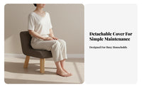 Back Support Upholstered Floor Seat with Backrest Solid Wood Legs Low Stool Multifunctional Small Chair Sturdy Construction for Tea Ceremony Participants, Meditators, Living Room, Entryway, Bay Window, Dormitory