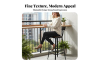 Solid Wood Seat Industrial Bar Stool with Backrest Simple Design Industrial Low-Back Stool Modern Aesthetic Counter Chair Sturdy Frame for Homeowners, Business Owners, Couples, Balcony, Kitchen Island, Restaurant, Dining Room