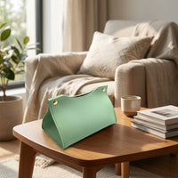 Tissue Box in PU Leather for Bathroom Decor, Pouch Shape Tissue Box Cover with Snap Button, Home Office Tissue Holder, Car Napkin Dispenser