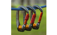 Heavy Duty Bearing Pulley Carabiner 25kN Strength Aerial Ropeway Pulley Clip 7075 Aluminum Alloy Screw Lock Carabiner Clip Lightweight for Climbers, Rappellers