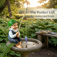 Fishing Gnome Garden Statue, Old Man Dwarf Figurine for Outdoor Patio Decor