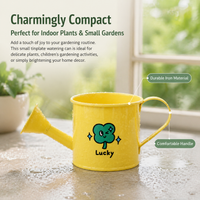 Traditional Indoor Watering Can, Small Iron Watering Can for Houseplants, Painted Metal with Showerhead Rose