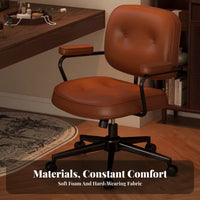 360-Degree rotate Armless Upholstered Rolling Chair Stylish Design Vanity Stool dense seat pad Office Furniture Ergonomic Curved spinerest for Students, Women, Teens, Study Room, Bedroom, Workstation