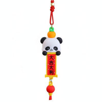 Good Fortune Symbol Chinese New Year Car Charm Easy to Hang Cartoon Panda Car Ornament for Drivers, Women, Office, Christmas Tree