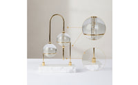 Desktop Ornament with Marble Base Modern Sculptural Ornament with Glass Orbs Gold-Toned Decorative Item Piece for Entryway