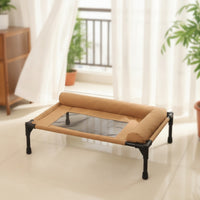 Breathable Dog Cot with Side Cushion Cooling Dog Bed with Mesh Cover indoor/outdoor Pet Bed with Side Cushion Long-Lasting for Dogs, Pets, Cats, Backyard, Camping
