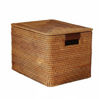 Vintage Design Rattan Storage Basket Nordic Design Wicker Basket with Handles for Bathroom, Bookshelf, Closet