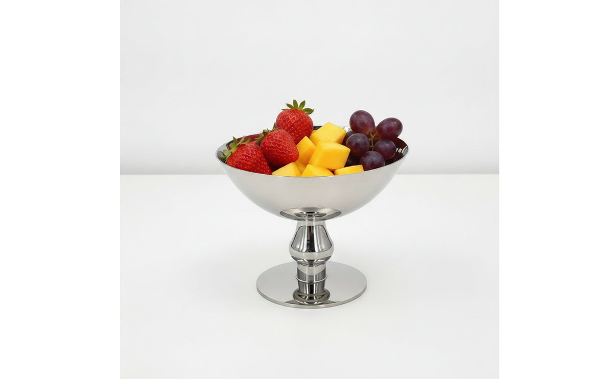 Fruit Cup Mirror Polished Dessert Cup with Pedestal Silver Pedestal Bowl for Afternoon Tea