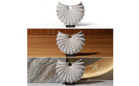 Textured Shell Sculpture Modern Sculpture with Base Abstract Ribbed Fan Statue Geometric for Interior Designers, Living Room, Entryway, Office Reception, Mantel