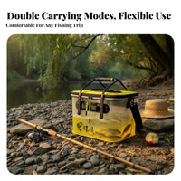 Foldable Fishing Pail Breathable Mesh Lid Foam Material Fishing Pail Transparent Foam Material Catch Pail Aerator Pump Hole