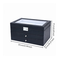 Glass Lid Watch Storage Box Drawer Tiers Watch Organizer Box Woven Texture Metal Latch