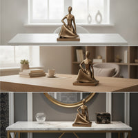 Bronze Meditative Figurine Stylized Sculpture with Base Sculptural Woman Sculpture Abstract for Yogi, Desktop