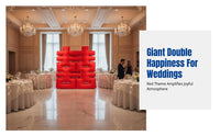 Wedding Inflatable Double Happiness Symbol, Red Ceremony Backdrop, Festive Arch for Events