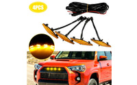 4 Pieces Grille Light Kit with Wiring Harness Front Grille Lights Bright Auxiliary Lights with Mounting for Truck Owners