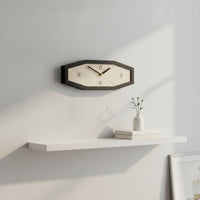 Hexagonal Wall Clock Elegant Clock with Woodgrain Dial Large Slim Profile for Living Room, Home Office