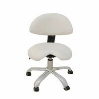 Adjustable Oral Assistant Chair Firm-Density Foam Cushion Saddle Stool with Backrest PU Leather Upholstery Ergonomic Swivel Stool for Practice Room