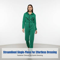 Women's Hooded Ski Suit, One-Piece Jumpsuit, relaxed, Multi-Color