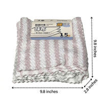 15 Pack Microfibre Cloth, Striped Microfibre Cleaning Cloths for Kitchen Dishes, 25x25cm High Absorbency Towels