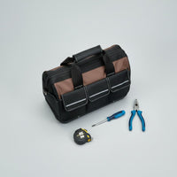 Rivet Reinforced Oxford Material Tool Bag Wear-Resistant Hard Base Tool Bag Large Capacity Multiple Pockets for Electricians, Carpenters, Technicians, Workshop, Job Site, Garage, Home Repair
