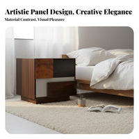 Retro design Nightstand with Drawers and Shelf middleera Modern Design Single-Drawer End Table with Shelf Nordic Aesthetic Bedside Cabinet Tapered Legs for Homeowners, Students, Guest Room, Office, Hallway, Nursery