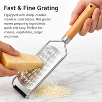Stainless Steel Food Grater, Wood Handle Cheese Grater for Vegetables & Chocolate, Multi-purpose Kitchen Grater for Pasta & Salads