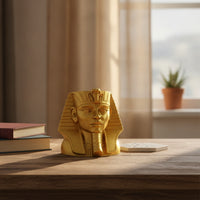 Sculptural Pharaoh Head Pen Holder Gold Pharaoh Pen Holder Tidy Pencil Cup Freestanding for Home Office, Study