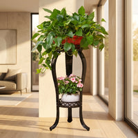Plant Stand and European Style Metal Plant Stands Indoor, Economy 2-Tier Plant Pot Stand for Living Room, Tall Plant Pot Stand Indoor Corner