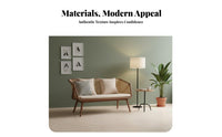 Rattan armrestrest Sofa Earthy Aesthetic look and feel Upholstered Bench with Rattan armrestrests Nordic design living Room Couch for residents, study alcove, Bedroom, Entryway